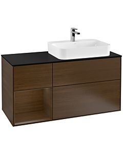 Villeroy und Boch Finion Villeroy und Boch Finion F392GNGN 120cm, cover plate black matt, shelf left Walnut veneer, Walnut veneer