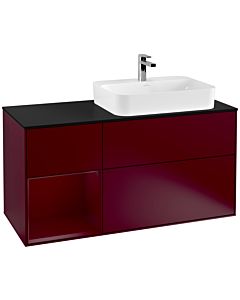 Villeroy und Boch Finion Villeroy und Boch F392HBHB 120cm, plaque de finition noir mat, étagère à gauche Peony , Peony Matt