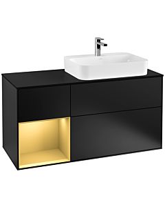 Villeroy und Boch Finion Villeroy und Boch Finion F392HFPD 120cm, cover plate black matt, shelf left gold matt, black matt lacquer