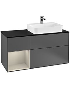 Villeroy und Boch Finion Villeroy und Boch Finion F392HHGK 120cm, cover plate black matt, shelf left Sand Matt Lacquer , anthracite matt