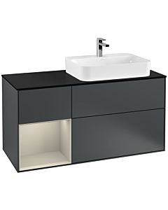 Villeroy und Boch Finion Villeroy und Boch Finion F392HHHG 120cm, cover plate black matt, shelf on the left Sand Matt Lacquer , midnight Blue Matt Lacquer