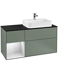 Villeroy und Boch Finion Villeroy und Boch Finion F392MTGM 120cm, cover plate black matt, shelf left white matt lacquer, Olive Matt Lacquer