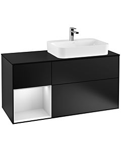 Villeroy und Boch Finion Villeroy und Boch Finion F392MTPD 120cm, cover plate black matt, shelf left white matt lacquer, black matt lacquer