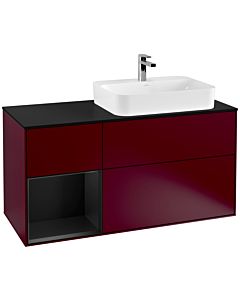 Villeroy und Boch Finion Villeroy und Boch Finion F392PDHB 120cm, cover plate black matt, shelf left black matt lacquer, Peony Matt