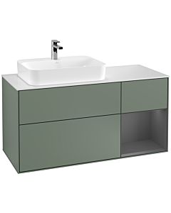 Villeroy und Boch Finion Villeroy und Boch Finion F401GKGM 120cm, cover plate white matt, shelf on the right anthracite matt, Olive Matt Lacquer