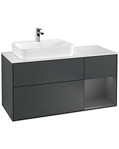 Villeroy und Boch Finion Villeroy und Boch F401GKHG 120cm, plaque de finition blanc mat, étagère droite anthracite mat, Midnight Blue Matt Lacquer