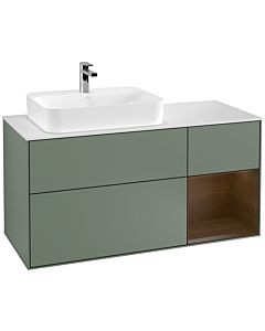 Villeroy und Boch Finion Villeroy und Boch Finion F401GNGM 120cm, cover plate white matt, shelf on the right Olive Matt Lacquer veneer, Olive Matt Lacquer