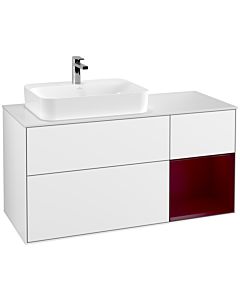 Villeroy und Boch Finion Villeroy und Boch Finion F401HBGF 120cm, cover plate white matt, shelf on the right Peony , glossy white lacquer