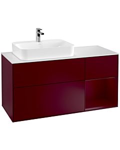 Villeroy und Boch Finion Villeroy und Boch F401HBHB 120cm, plaque de finition blanc mat, étagère à droite Peony , Peony Matt