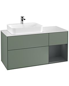 Villeroy und Boch Finion Villeroy und Boch Finion F401HGGM 120cm, cover plate white matt, shelf on the right Midnight Blue Matt Lacquer , Olive Matt Lacquer