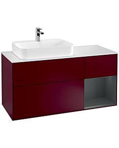 Villeroy und Boch Finion Villeroy und Boch F401HGHB 120cm, plaque de finition blanc mat, étagère à droite Midnight Blue Matt Lacquer , Peony Matt