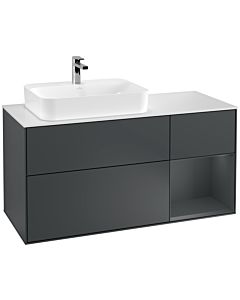 Villeroy und Boch Finion Waschtischunterschrank F401HGHG 120cm, Abdeckplatte white matt, Regal rechts Midnight Blue Matt Lacquer, Midnight Blue Matt Lacquer