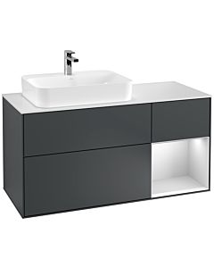Villeroy und Boch Finion Villeroy und Boch F401MTHG 120cm, couvercle blanc mat, étagère à droite laqué blanc mat, Midnight Blue Matt Lacquer