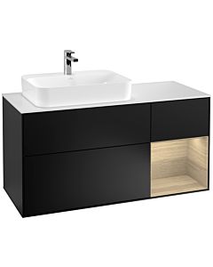 Villeroy und Boch Finion Villeroy und Boch Finion F401PCPD 120cm, cover plate white matt, shelf on the right Oak Veneer , black matt lacquer