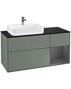 Villeroy und Boch Finion Villeroy und Boch Finion F402GKGM 120cm, cover plate black matt, shelf on the right anthracite matt, Olive Matt Lacquer