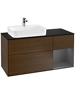 Villeroy und Boch Finion Villeroy und Boch F402GKGN 120cm, plaque de finition noir mat, étagère à droite Anthracite mat, placage noyer