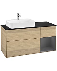 Villeroy und Boch Finion Villeroy und Boch F402GKPC 120cm, plaque de finition noir mat, étagère droite anthracite mat, Oak Veneer