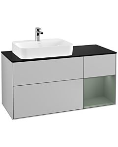 Villeroy und Boch Finion Villeroy und Boch Finion F402GMGJ 120cm, cover plate black matt, shelf on the right Olive Matt Lacquer , light gray matt