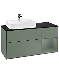 Villeroy und Boch Finion Villeroy und Boch Finion F402GMGM 120cm, cover plate black matt, shelf on the right Olive Matt Lacquer , Olive Matt Lacquer