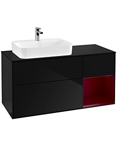 Villeroy und Boch Finion Villeroy und Boch F402HBPH 120cm, plaque de finition noir mat, étagère à droite Peony , Glossy Black Lacquer