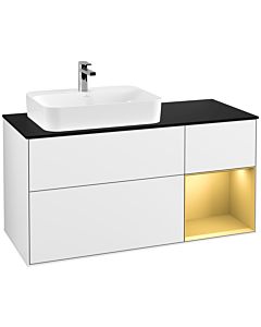 Villeroy und Boch Finion Villeroy und Boch Finion F402HFGF 120cm, cover plate black matt, shelf on the right gold matt, glossy white lacquer