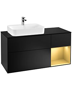Villeroy und Boch Finion Villeroy und Boch Finion F402HFPD 120cm, cover plate black matt, shelf on the right gold matt, black matt lacquer