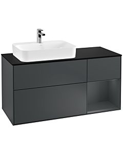 Villeroy und Boch Finion Villeroy und Boch F402HGHG 120cm, plaque de finition noir mat, étagère à droite Midnight Blue Matt Lacquer , Midnight Blue Matt Lacquer