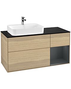 Villeroy und Boch Finion Villeroy und Boch Finion F402HGPC 120cm, cover plate black matt, shelf on the right Midnight Blue Matt Lacquer , Oak Veneer