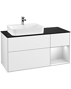 Villeroy und Boch Finion Villeroy und Boch Finion F402MTGF 120cm, cover plate black matt, shelf on the right white matt lacquer, glossy white lacquer