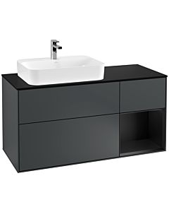 Villeroy und Boch Finion Villeroy und Boch Finion F402PDHG 120cm, cover plate black matt, shelf on the right black matt lacquer, midnight Blue Matt Lacquer