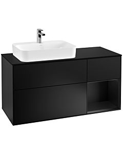 Villeroy und Boch Finion Villeroy und Boch Finion F402PDPD 120cm, cover plate black matt, shelf on the right black matt lacquer, black matt lacquer
