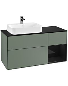 Villeroy und Boch Finion Villeroy und Boch Finion F402PHGM 120cm, cover plate black matt, shelf on the right Glossy Black Lacquer , Olive Matt Lacquer
