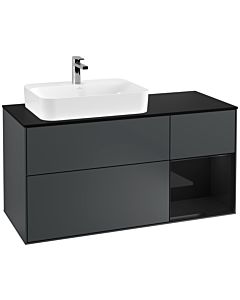 Villeroy und Boch Finion Villeroy und Boch F402PHHG 120cm, plaque de finition noir mat, étagère à droite Glossy Black Lacquer , Midnight Blue Matt Lacquer
