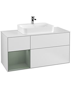 Villeroy und Boch Finion Villeroy und Boch Finion F411GMMT 120cm, cover plate white matt, shelf left Olive Matt Lacquer , white matt lacquer