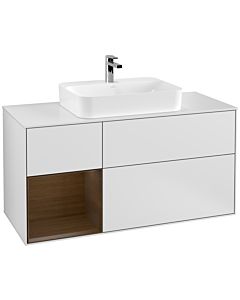 Villeroy und Boch Finion Villeroy und Boch Finion F411GNMT 120cm, cover plate white matt, shelf on the left walnut veneer, white matt lacquer