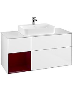 Villeroy und Boch Finion Villeroy und Boch Finion F411HBGF 120cm, cover plate white matt, shelf left Peony , glossy white lacquer