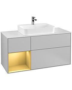 Villeroy und Boch Finion Villeroy und Boch Finion F411HFGJ 120cm, cover plate white matt, shelf left gold matt, light gray matt