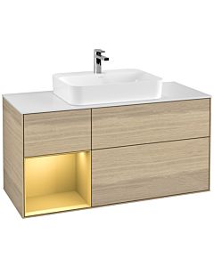 Villeroy und Boch Finion Villeroy und Boch Finion F411HFPC 120cm, cover plate white matt, shelf left gold matt, Oak Veneer