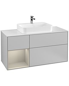 Villeroy und Boch Finion Villeroy und Boch Finion F411HHGJ 120cm, cover plate white matt, shelf left Sand Matt Lacquer , light gray matt
