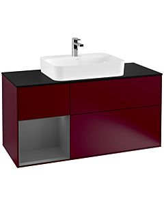 Villeroy und Boch Finion Villeroy und Boch Finion F412GKHB 120cm, cover plate black matt, shelf left anthracite matt, Peony Matt