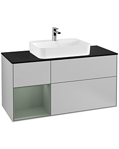 Villeroy und Boch Finion Villeroy und Boch Finion F412GMGJ 120cm, cover plate black matt, shelf left Olive Matt Lacquer , light gray matt