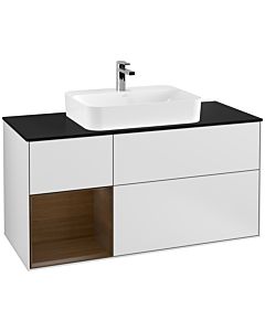 Villeroy und Boch Finion Villeroy und Boch Finion F412GNMT 120cm, cover plate black matt, shelf left walnut veneer, white matt lacquer
