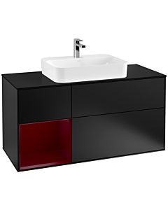 Villeroy und Boch Finion Villeroy und Boch Finion F412HBPD 120cm, cover plate black matt, shelf left Peony , black matt lacquer