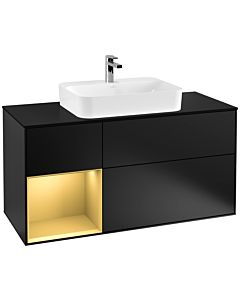 Villeroy und Boch Finion Villeroy und Boch Finion F412HFPD 120cm, cover plate black matt, shelf left gold matt, black matt lacquer
