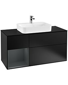 Villeroy und Boch Finion Villeroy und Boch Finion F412HGPD 120cm, cover plate black matt, shelf left Midnight Blue Matt Lacquer , black matt lacquer
