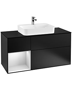 Villeroy und Boch Finion Villeroy und Boch Finion F412MTPD 120cm, cover plate black matt, shelf left white matt lacquer, black matt lacquer