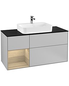 Villeroy und Boch Finion Villeroy und Boch Finion F412PCGJ 120cm, cover plate black matt, shelf left Oak Veneer , light gray matt