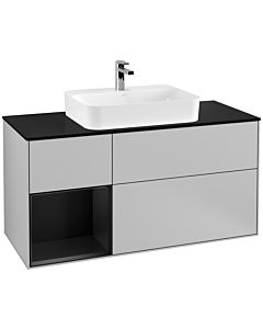 Villeroy und Boch Finion Villeroy und Boch Finion F412PDGJ 120cm, cover plate black matt, shelf left black matt lacquer, light gray matt