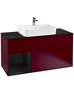 Villeroy und Boch Finion Villeroy und Boch F412PHHB 120cm, plaque de finition noir mat, étagère gauche Glossy Black Lacquer , Peony Matt