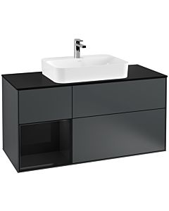 Villeroy und Boch Finion Villeroy und Boch Finion F412PHHG 120cm, cover plate black matt, shelf left Glossy Black Lacquer , midnight Blue Matt Lacquer